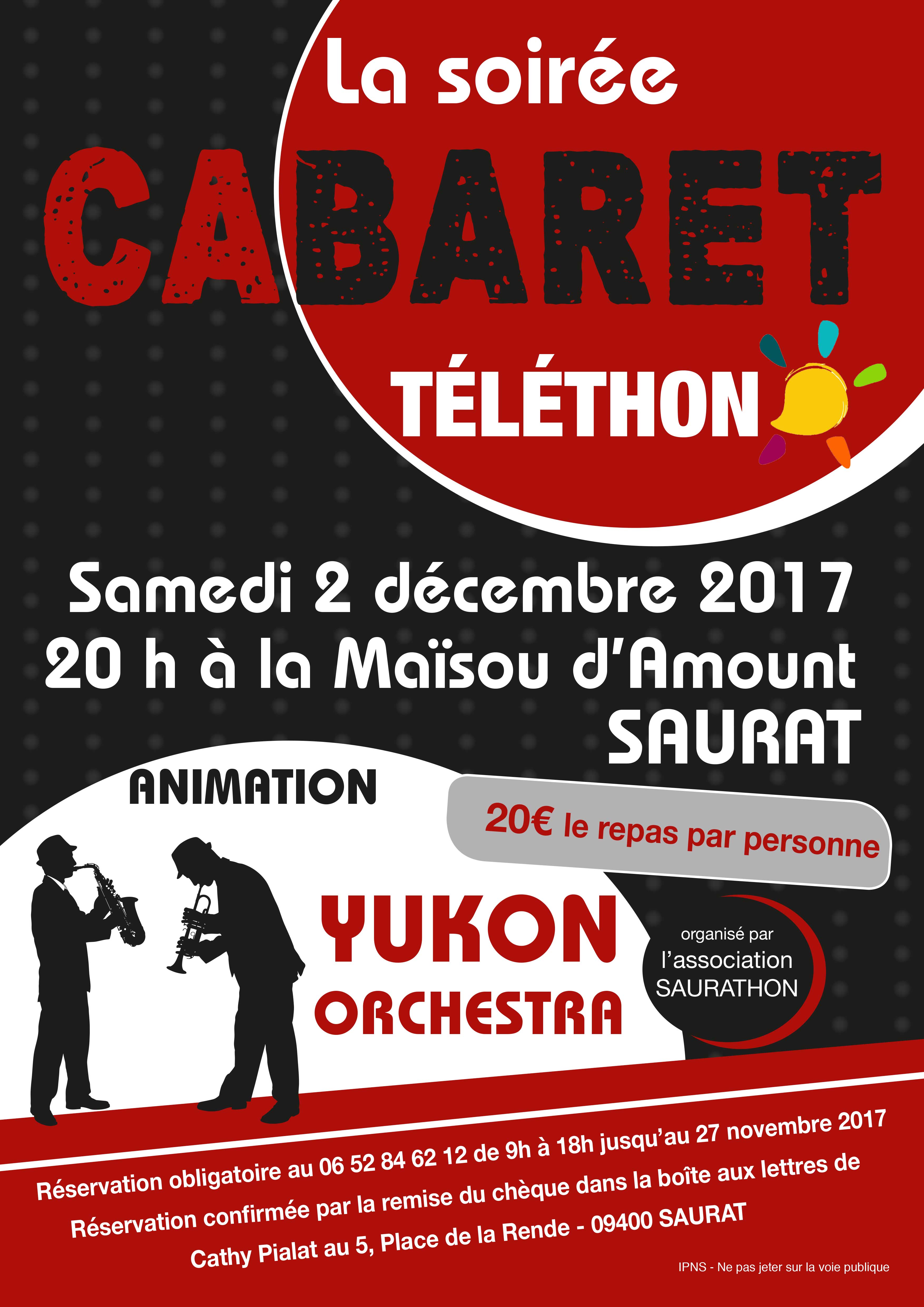 Soirée Cabaret au profit du téléthon - Saurat le 2 décembre 2017