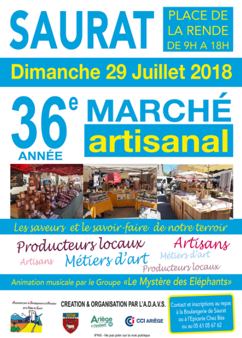 Saurat marché artisanal du 29 Juillet 2018